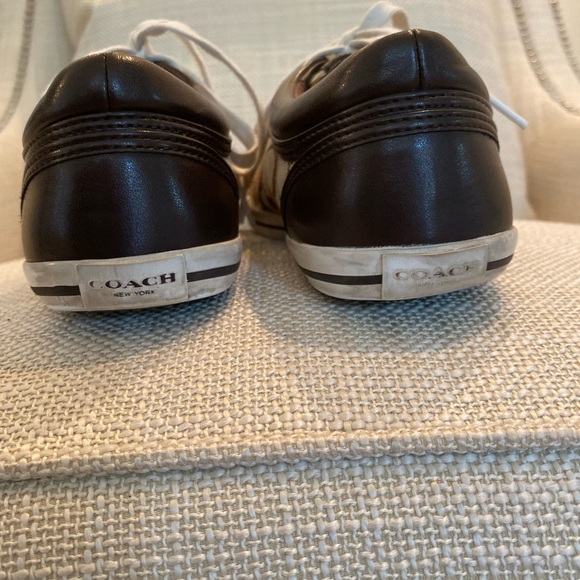 Coach Womens Sneakers w Signature Tan C Pattern w Brown Leather Trim / Size 9.5 - Picture 5 of 14